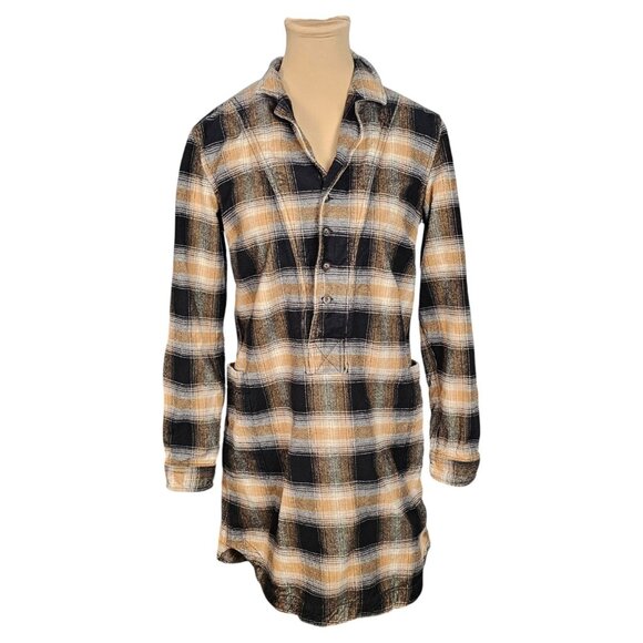 Roots Black Brown Plaid Collared Mini Dress Sz S - Picture 1 of 10